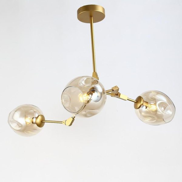 3 Bulbs Geometrical LED Modern Glass Sputnik Chandelier Pendant Light - Image 4