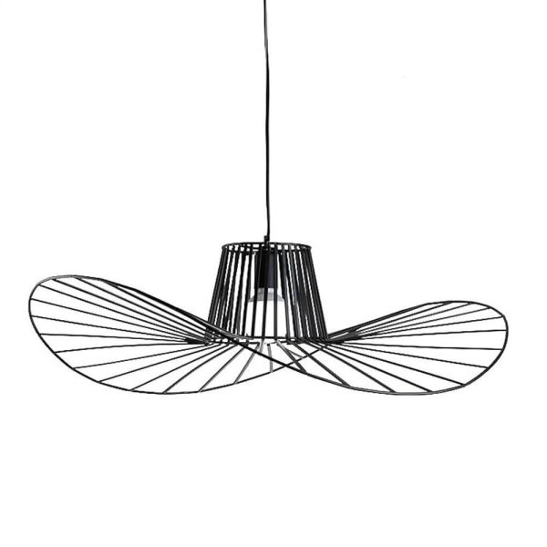 Hat Shaped Metal Linear LED Black Modern Pendant Light Hanging Lamp - Image 9
