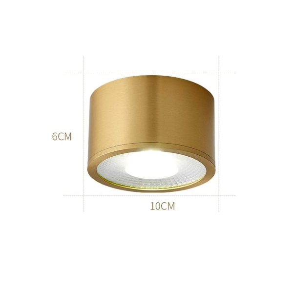 Cylindrical Copper Brass LED Modern Ceiling Light Flush Mount Lighting - Image 7