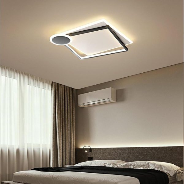Squares Circle Metal Offset Flush Mount Light LED Bedroom Ceiling Lights - Image 4