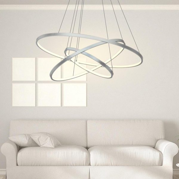 3 Ring Intterweaved Circle Design Pendant Lighting Aluminum Acrylic LED Ceiling Light - Image 2