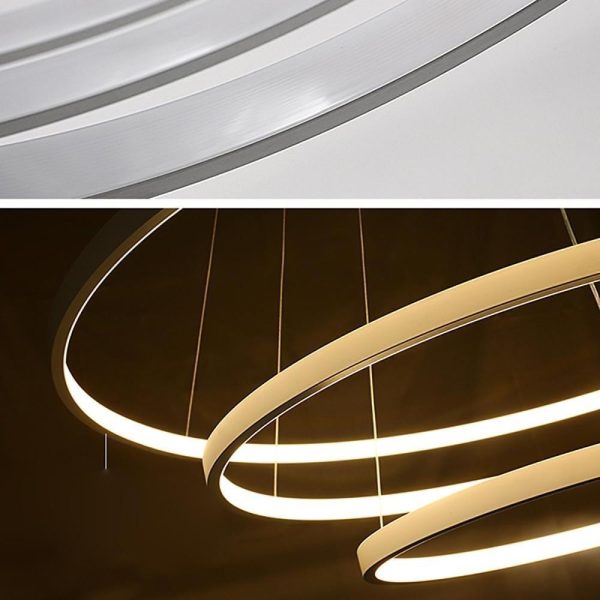 3 Ring Intterweaved Circle Design Pendant Lighting Aluminum Acrylic LED Ceiling Light - Image 21