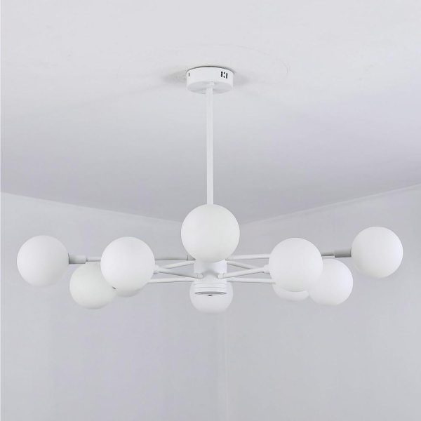 10-light Glass LED White Contemporary Chandeliers Hanging Lamp Pendant Light - Image 2