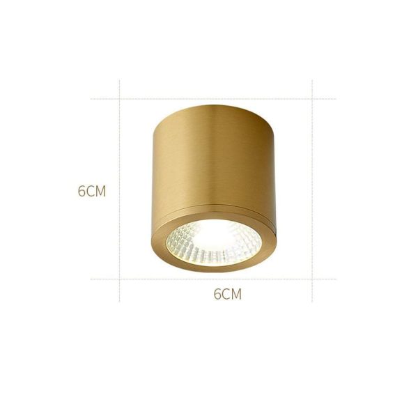 Cylindrical Copper Brass LED Modern Ceiling Light Flush Mount Lighting - Image 5