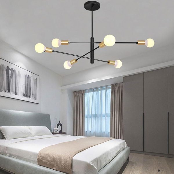 Luxurious 6-Light Sputnik Chandelier with E27 Bulb Base - 41'' Dia x 31'' H - Image 3