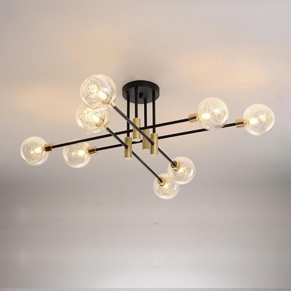 8-light Electroplated Metal Glass LED Modern Flush Mount Lighting - Image 4
