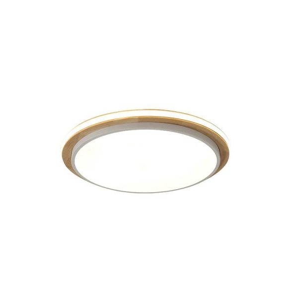 Metal and Wood Round LED Flush Mount Ceiling Light Living Room Lighting - Image 2