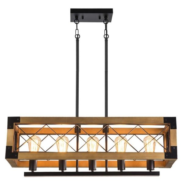 Rustic Industrial Linear Chandelier for Dining Rooms Farmhouse Rectangular/Square Light Fixture - Image 12