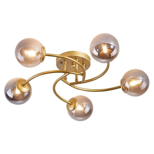 5-light Glass Globe Design Swirled Metal LED Modern Ceiling Lights - Image 14