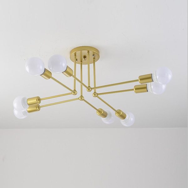 8 Light Modern Linear Gold Flush Mount Light Metal LED Ceiling Light - Image 6