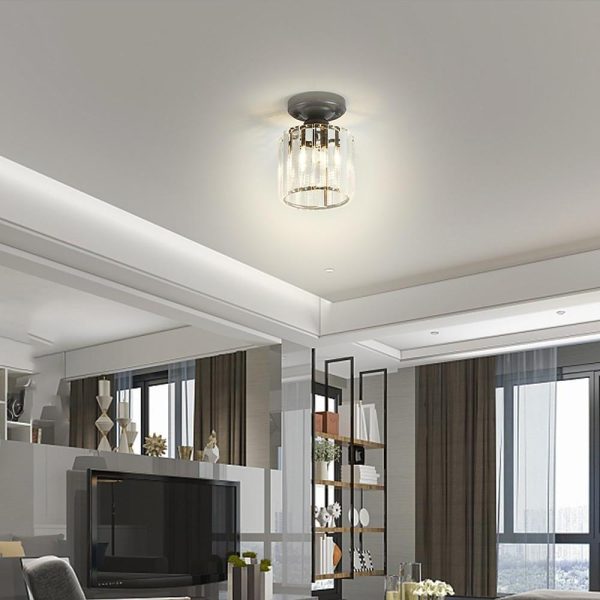 Modern Crystal Metal Industrial LED Flush Mount Ceiling Light for Hallway Entryway - Image 8