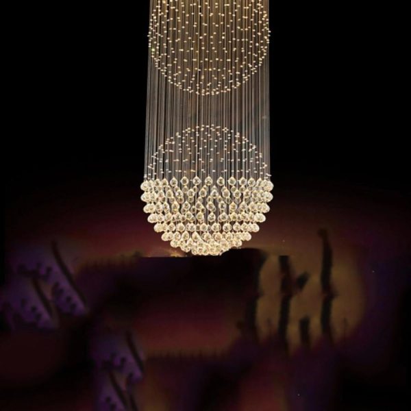 Double Sphere Metal Crystal Rustic Chandeliers Contemporary Chandeliers - Image 3