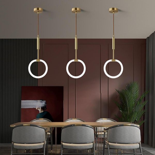 Circle LED Gold Modern Pendant Light Hanging Lamp Island Lights Chandelier - Image 3