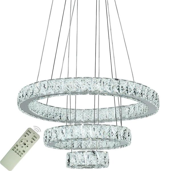 Modern 3 Tiers Circles Suspended Chandelier with Crystal Accents - Image 9