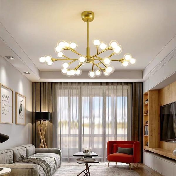 Novelty Iron Chandelier with 30-Light glass orbs bubble, 33'' Wide, LED Lighting - Image 2