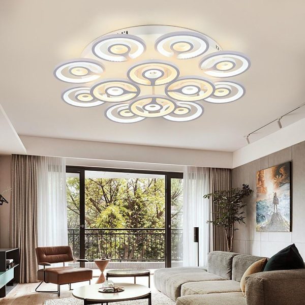 Round Flower Shaped LED Modern Flush Mount Lighting Ceiling Lights Hanging Light - Image 3