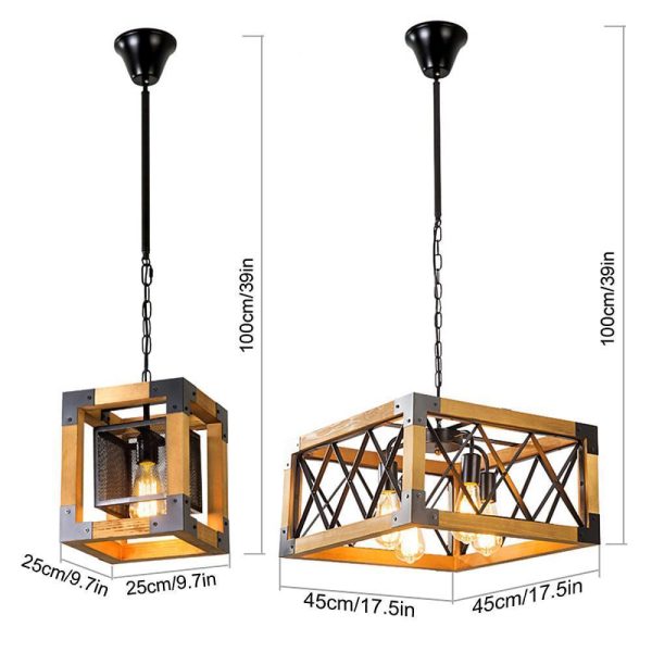 Rustic Industrial Linear Chandelier for Dining Rooms Farmhouse Rectangular/Square Light Fixture - Image 15