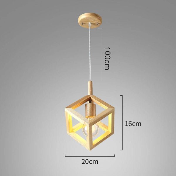 Wood Square LED Modern Island Lights Pendant Lighting Hanging Ceiling Lamp - Image 4