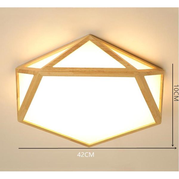 Geometric Shape Rustic Flush Mount Ceiling Light Bamboo Acrylic LED Light - Image 6
