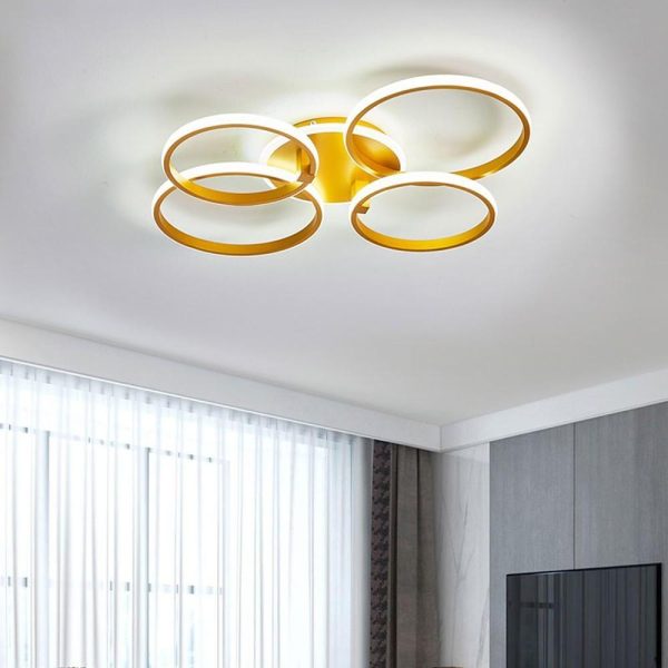 4 Circle Artistic Gold Flush Mount Light Metal LED Ceiling Light - Image 3