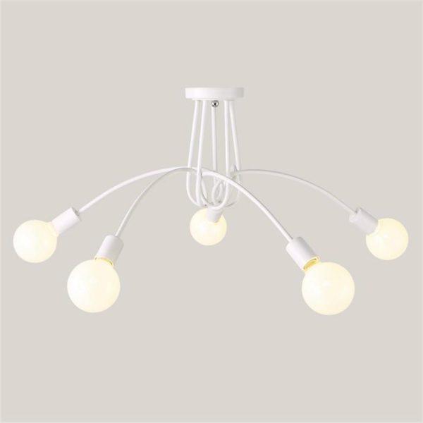 5-Light Twisted Metal Frame LED Vintage Hanging Ceiling Lights Chandeliers - Image 5