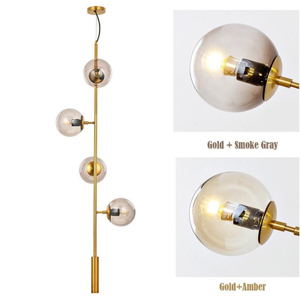 Linear Dining Room Chandeliers Glass Globe Chandelier 4/6 Heads - Image 9