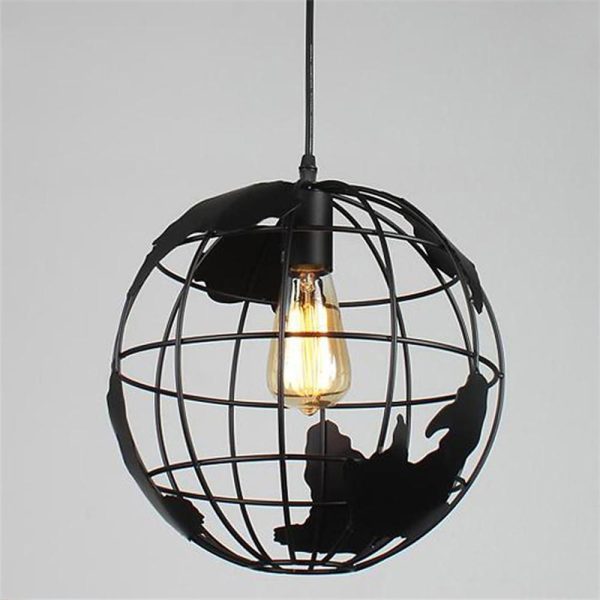 8'' Globe-shaped World Map LED Retro Pendant Lights Hanging Ceiling Lights - Image 4