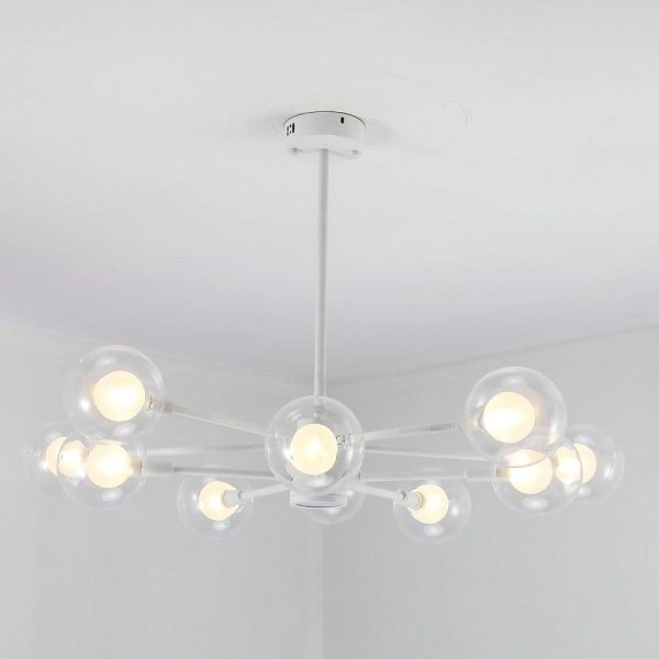 10-light Glass LED White Contemporary Chandeliers Hanging Lamp Pendant Light - Image 3
