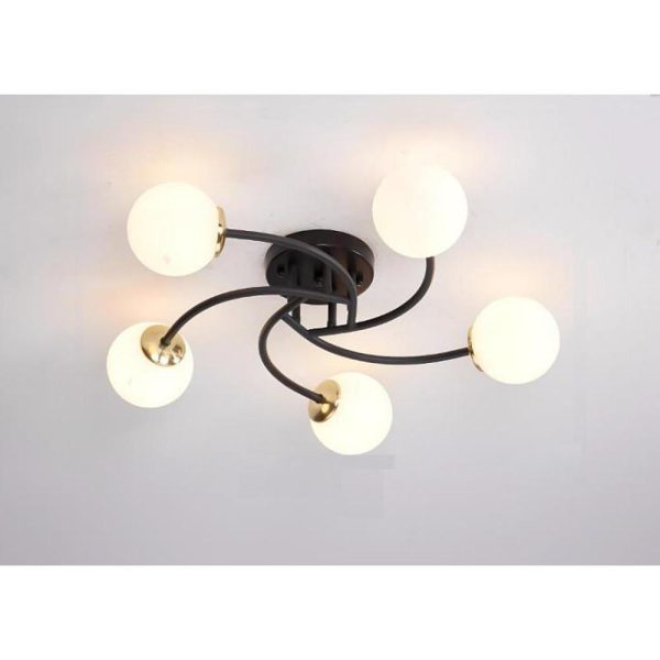 5-light Glass Globe Design Swirled Metal LED Modern Ceiling Lights - Image 16