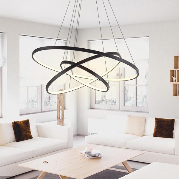 3 Ring Intterweaved Circle Design Pendant Lighting Aluminum Acrylic LED Ceiling Light - Image 5