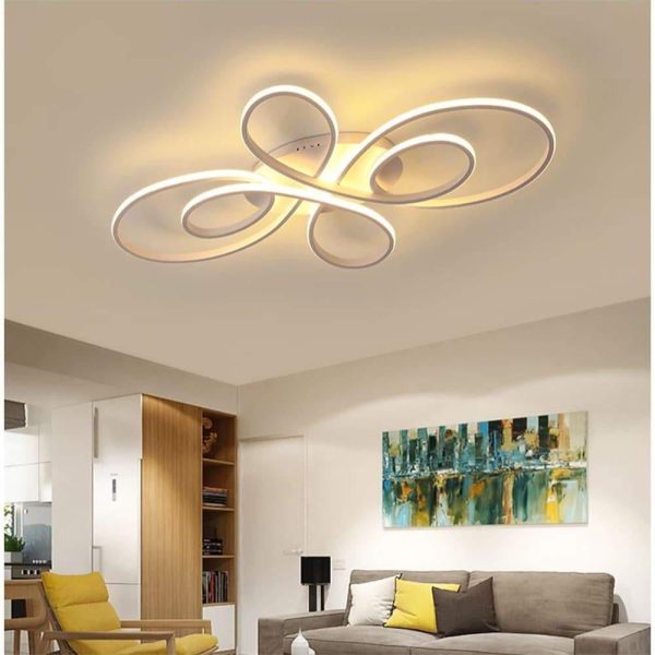 Artistic Curved Dimmable LED Modern Ceiling Lights Chandelier Flush Mount Lighting - Image 3