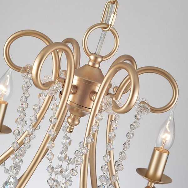 Vintage 8-Light Candle Chandelier with Crystal Accents - Image 5