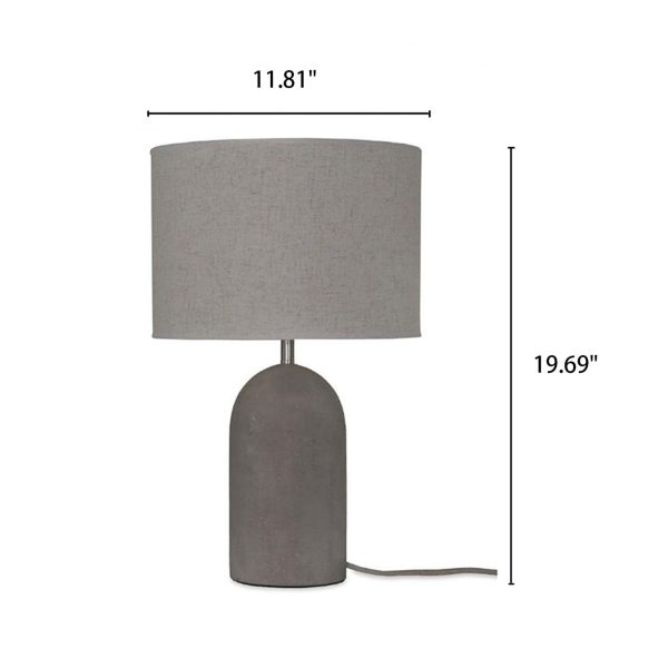 Industrial Gray Fabric Cement Column Base 1-Light LED Table Lamp - Image 3