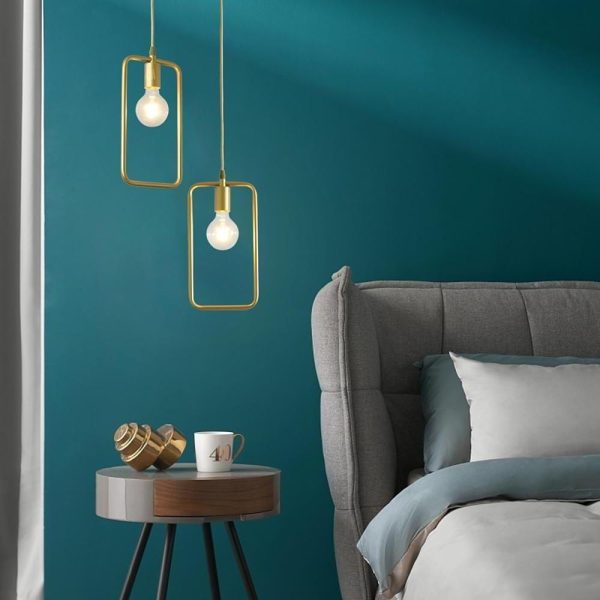 Metal Black and Gold Pendant Light Rounded Square Pendant Lighting - Image 3
