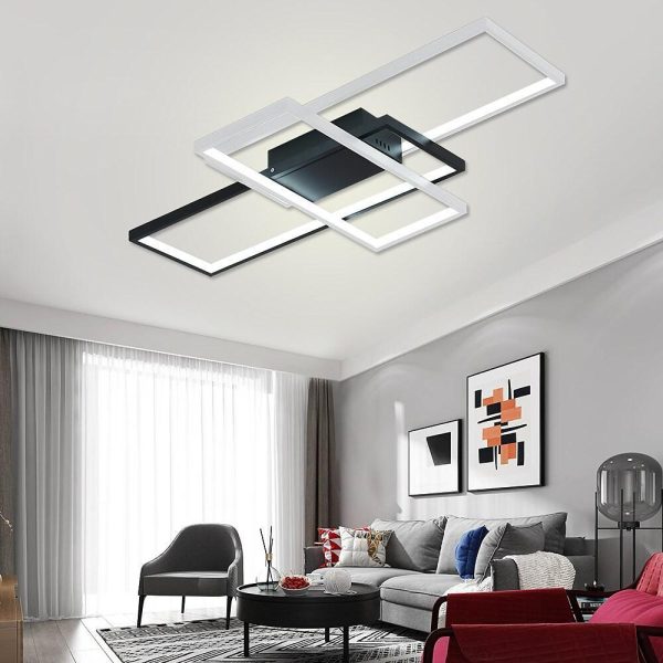 Multi Rectangle Large Flush Mount Ceiling Light with 3 Integrated Tiered Lights - Image 14