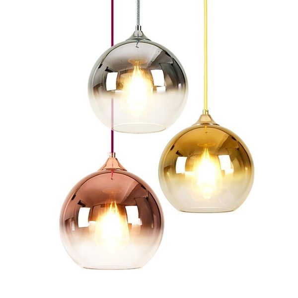 Gradient Color Glass Metal Globe Kitchen Island Pendant Lighting Ceiling Light - Image 4