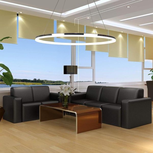 LED Circular Sturdy Modernistic Brushed Nickel Pendant Light With Remote Controller - Image 10