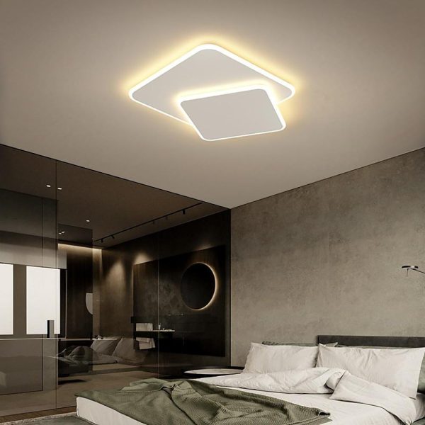 2-Light White Square LED Flush Mount Ceiling Light for Bedroom - Image 4