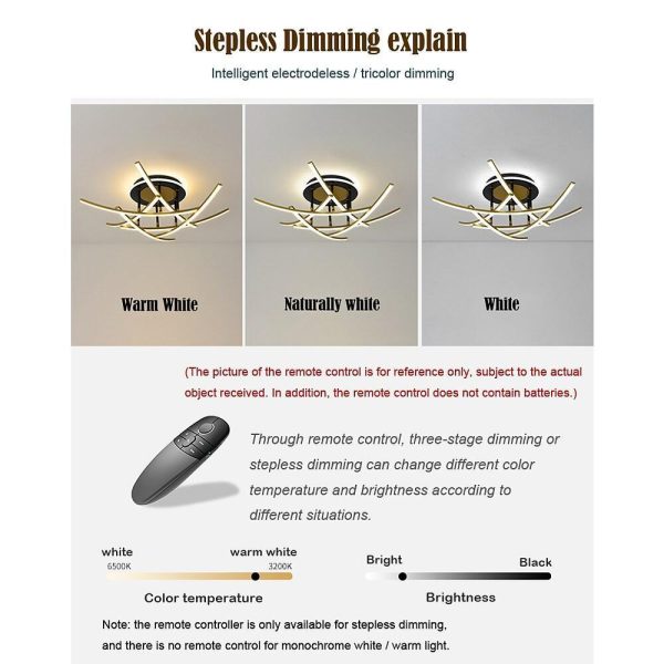 Curved Linear Dimmable LED Artistic Nordic Ceiling Lights Flush Mount Lighting - Image 9