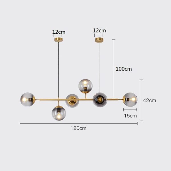 6 Glass Globes LED Electroplated Modern Chandelier Pendant Light Hanging Lamp - Image 7