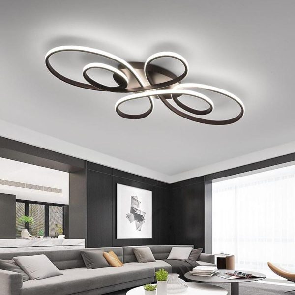 Artistic Curved Dimmable LED Modern Ceiling Lights Chandelier Flush Mount Lighting - Image 2