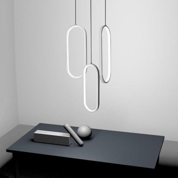 Modernist Curved 3 Rectangle Chandeliers Island Kitchen Dining Room Lighting Ceiling Light - Image 2