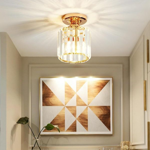 Modern Crystal Metal Industrial LED Flush Mount Ceiling Light for Hallway Entryway - Image 2