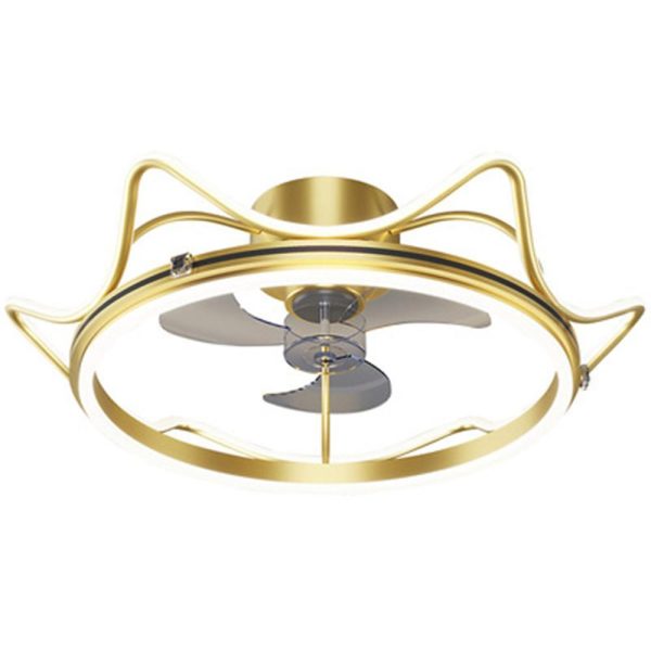 Crown Shaped Bedroom Ceiling Fans with LED lights Gold Bladeless Ceiling Fan Light - Image 5