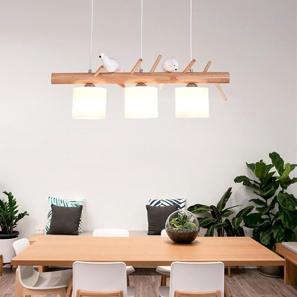 Rustic Island Kitchen Pendant Lighting Wood Bamboo Glass Pendant Lighting - Image 5
