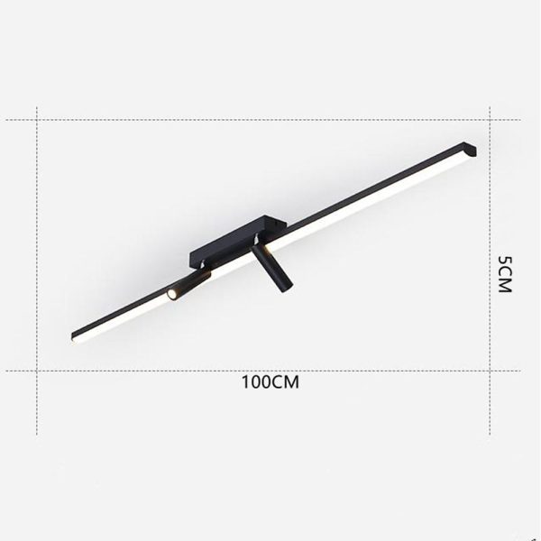 Unique 2-Spotlights Black Linear Semi-Flush Mount Ceiling LED Light - Image 8