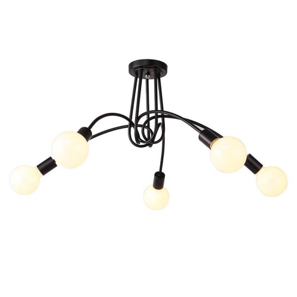 5-Light Twisted Metal Frame LED Vintage Hanging Ceiling Lights Chandeliers - Image 6