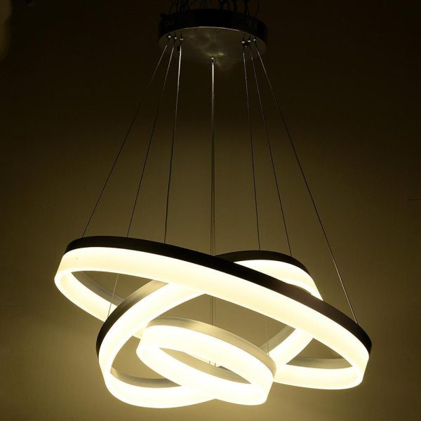 Adjustable Gradated 3 Rings Dimmable LED Modern Chandeliers Pendant Lighting - Image 4