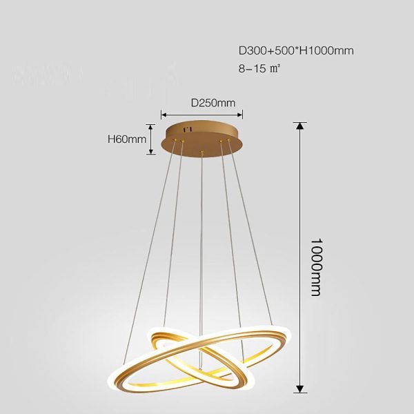 2-light Circles Shaped LED Nordic Chandeliers Hanging Ceiling Lights - Image 7