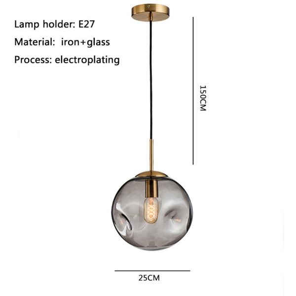 Electroplated Glass Globe LED Modern Pendant Lighting Hanging Lamp Island Lights - Image 4